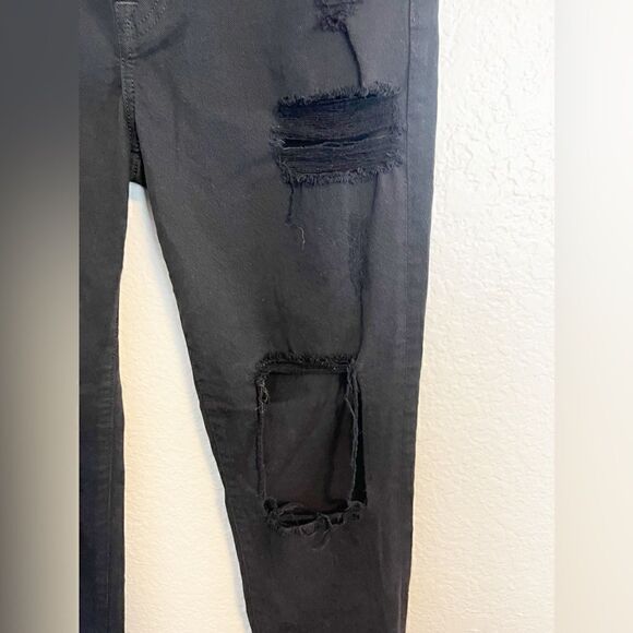 7 For All Mankind jeans Black Josephina Boyfriend Destroyed busted knee Jean 28 - Picture 8 of 9